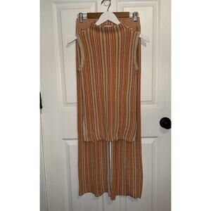 House of Harlow 1960 Women S Orange Beige Metallic Striped Knit Tank/ Pants Set